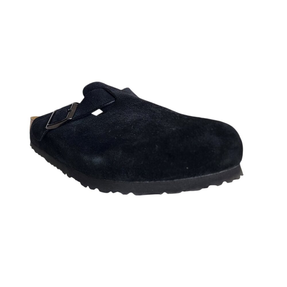 Birkenstock Boston Soft Footbed Clogs in Black Suede Men's Size 44 EU 11-11.5 US